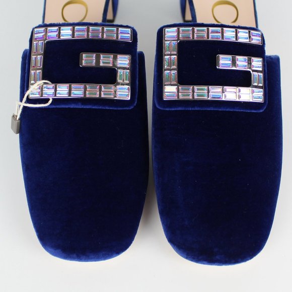 NEW Gucci Velvet Crystal Mules – Luxe Party Dressy Heels - Picture 8 of 15
